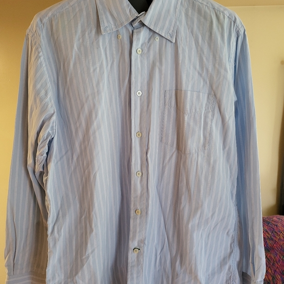Tommy Hilfiger Light Blue Striped Button Down Shirt Large - Picture 1 of 3